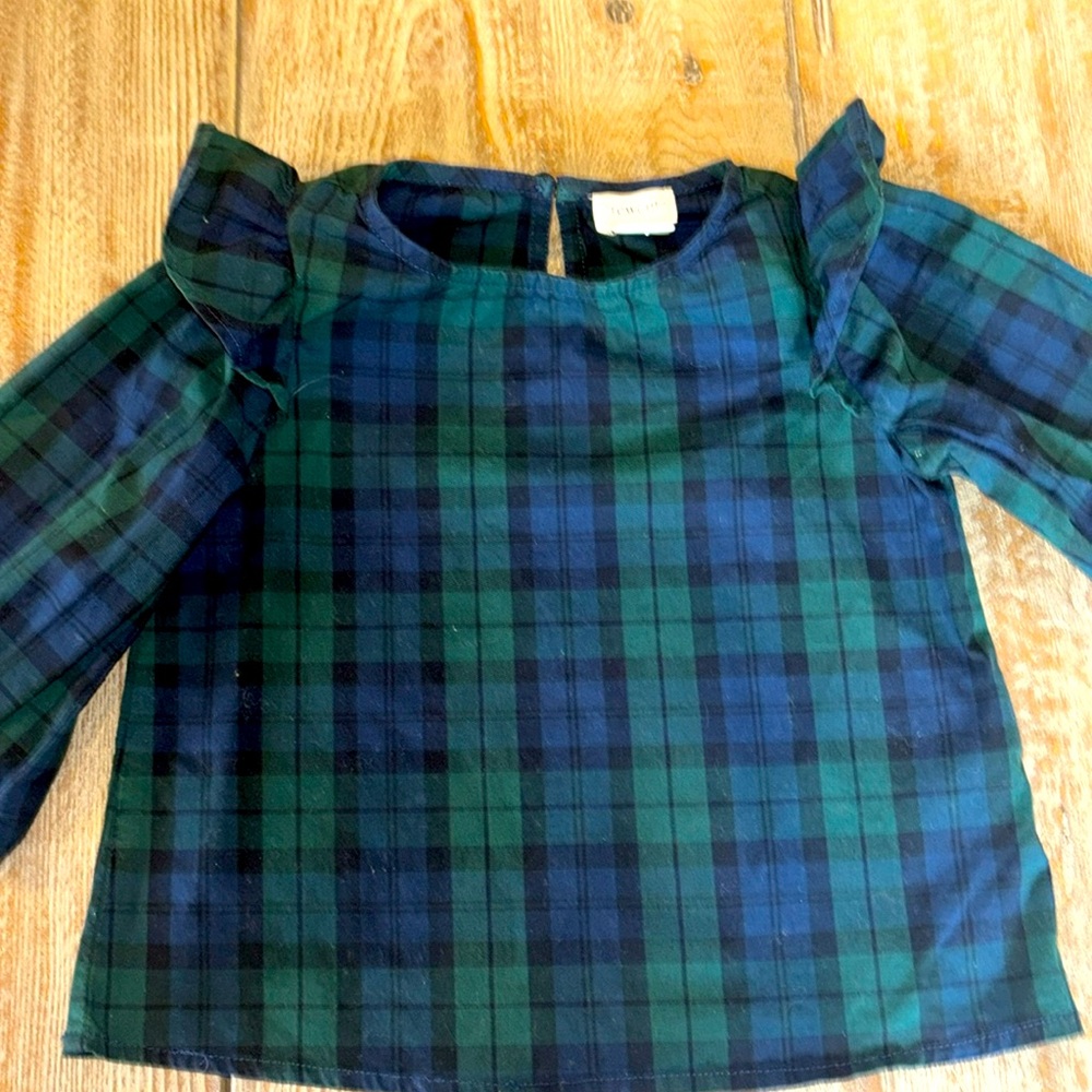 Tartan three-quarter sleeve crew cuts shirt